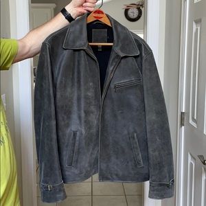 large j-crew leather aviator jacket